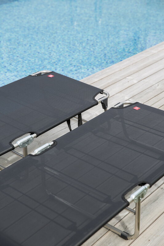 Fiam Amigo Outdoor sunbed, chrome - black, foldable, decoration image