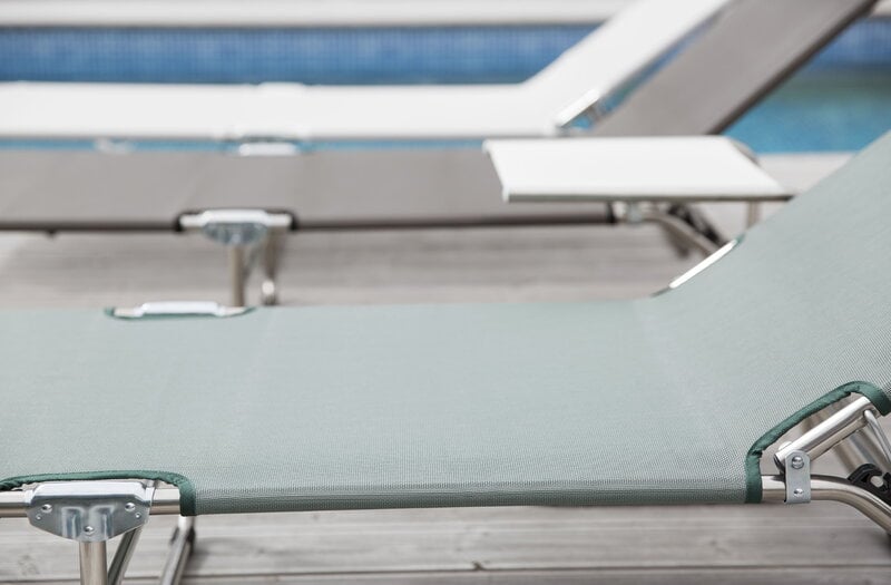 Fiam Amigo Outdoor sunbed, chrome - sage green, foldable, decoration image