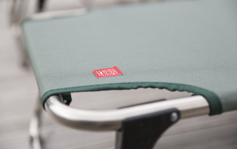 Fiam Amigo Outdoor sunbed, chrome - sage green, foldable, decoration image