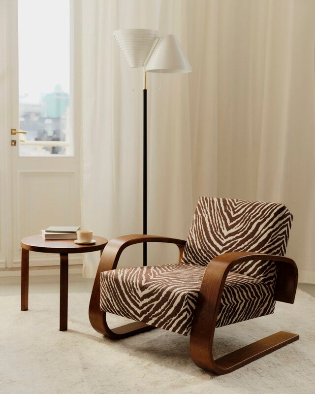 Artek Aalto nojatuoli 400 "Tankki", pähkinä - Zebra ruskea/valkoinen, näkymä 2