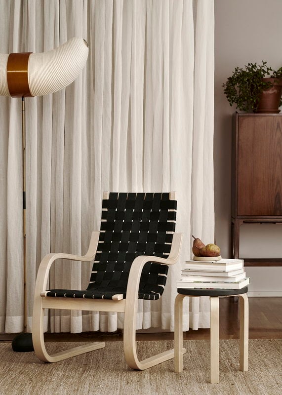 Artek Aalto armchair 406, birch - black/brown webbing | Finnish Design Shop