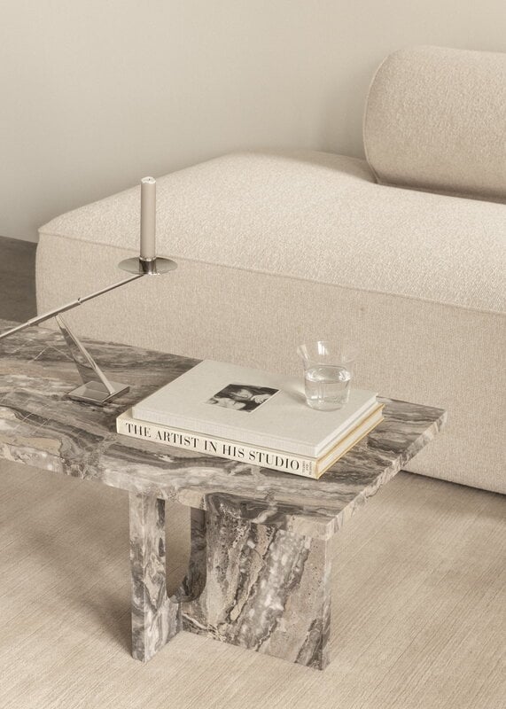 Audo Copenhagen Table basse Androgyne, 120 x 45 cm, marbre Grey Galaxy, image décorative
