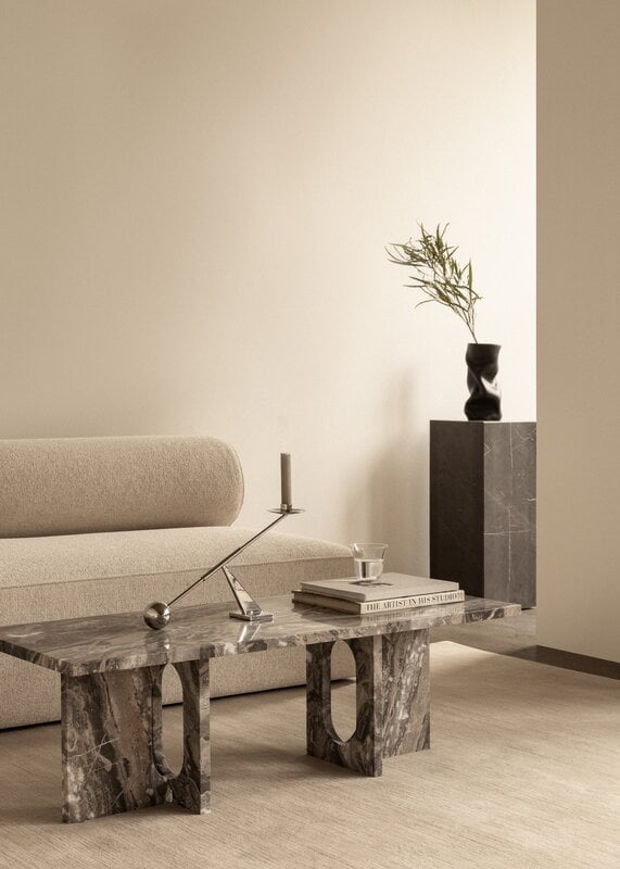Audo Copenhagen Table basse Androgyne, 120 x 45 cm, marbre Grey Galaxy, image décorative