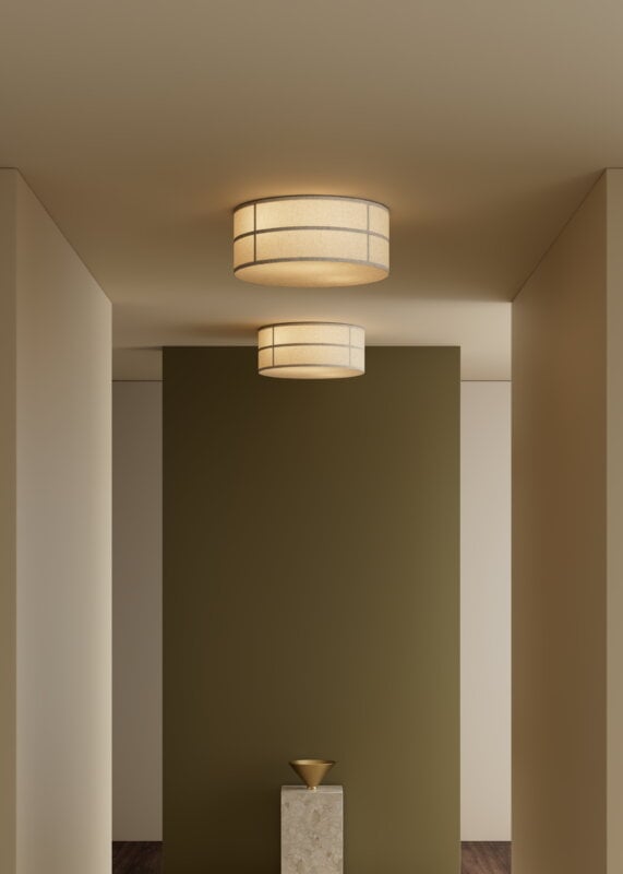 Audo Copenhagen Hashira ceiling lamp, raw linen, decoration image