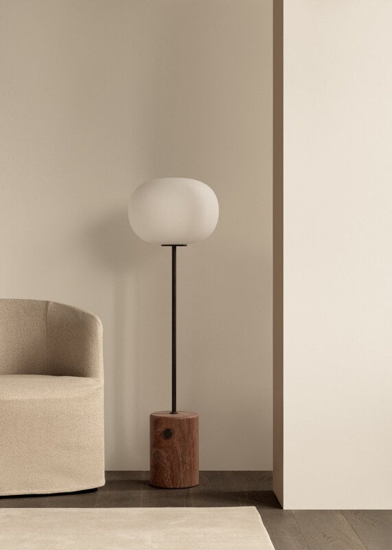 Audo Copenhagen JWDA floor lamp, red travertine - bronzed brass, decoration image