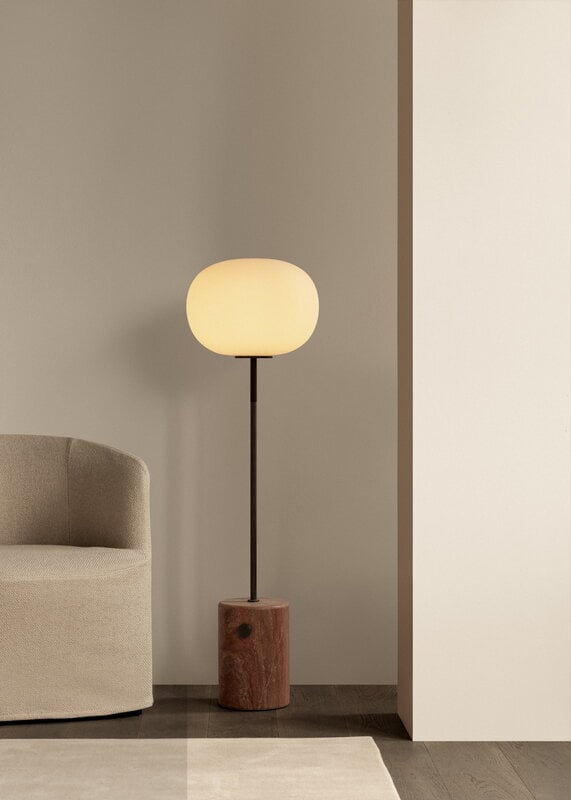 Audo Copenhagen JWDA floor lamp, red travertine - bronzed brass, decoration image