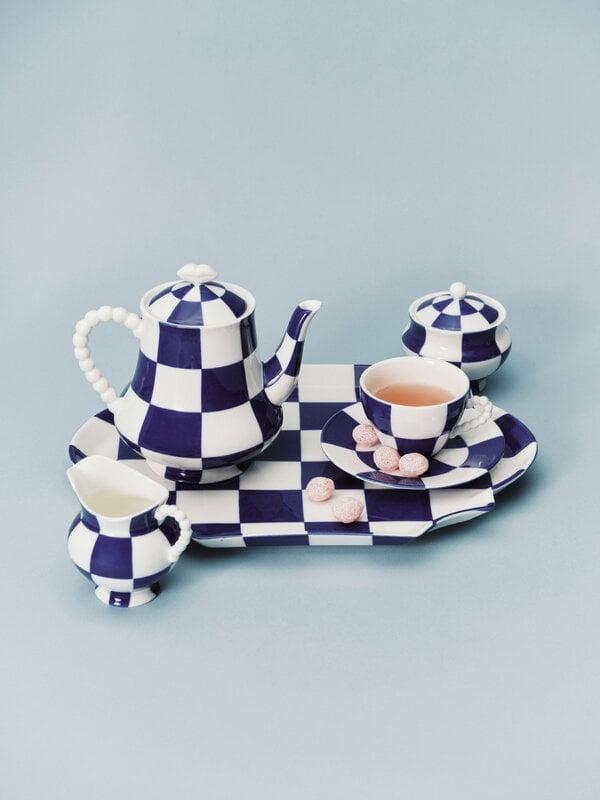 Serax Fête des Bêtes teapot, blue - white, decoration image