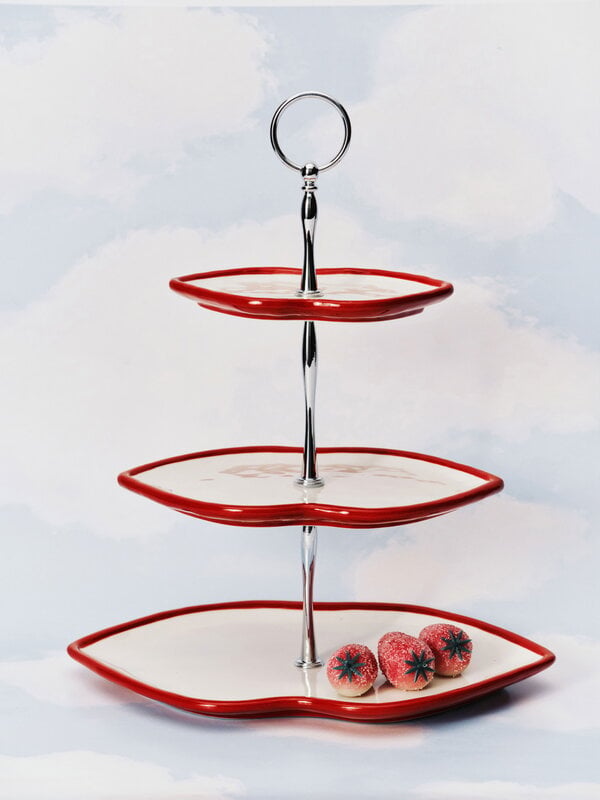 Serax Lips cake stand, three-tier, white - red, view 2