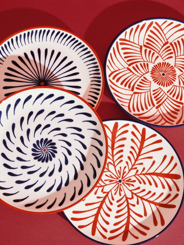 Serax Bazaar Speiseteller, 4er-Set, rot - blau, dekorationsbild