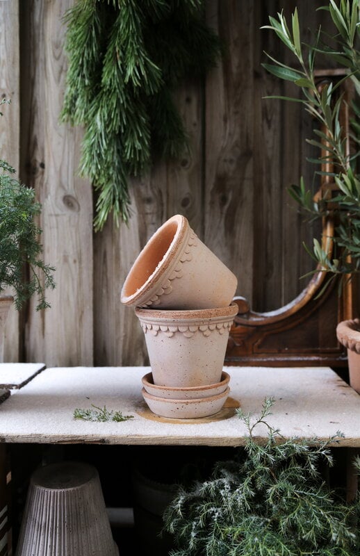 Bergs Potter Københavner flowerpot with saucer, 10 cm, 3-pack giftbox, raw rosa, decoration image