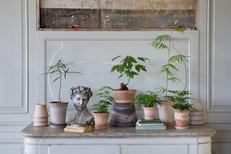 Bergs Potter Københavner Blumentopf mit Untersetzer, Raw Rosa, dekorationsbild