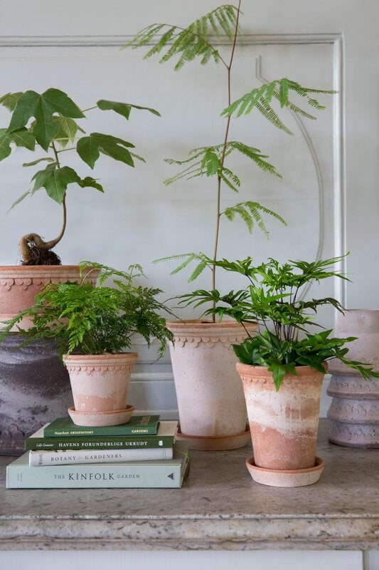 Bergs Potter Københavner Blumentopf mit Untersetzer, Raw Rosa, dekorationsbild
