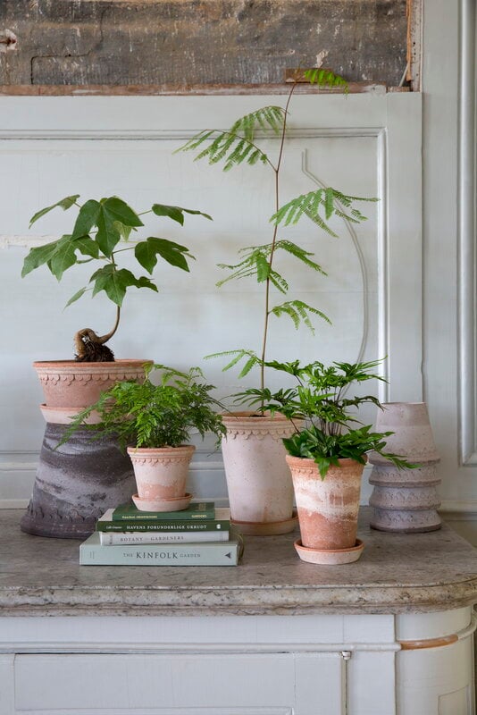 Bergs Potter Københavner Blumentopf mit Untersetzer, Raw Rosa, dekorationsbild