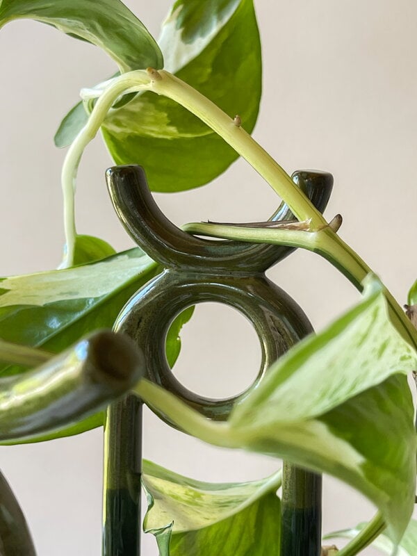 Bergs Potter Folk plant stake, Oni, glazed moss green, view 7