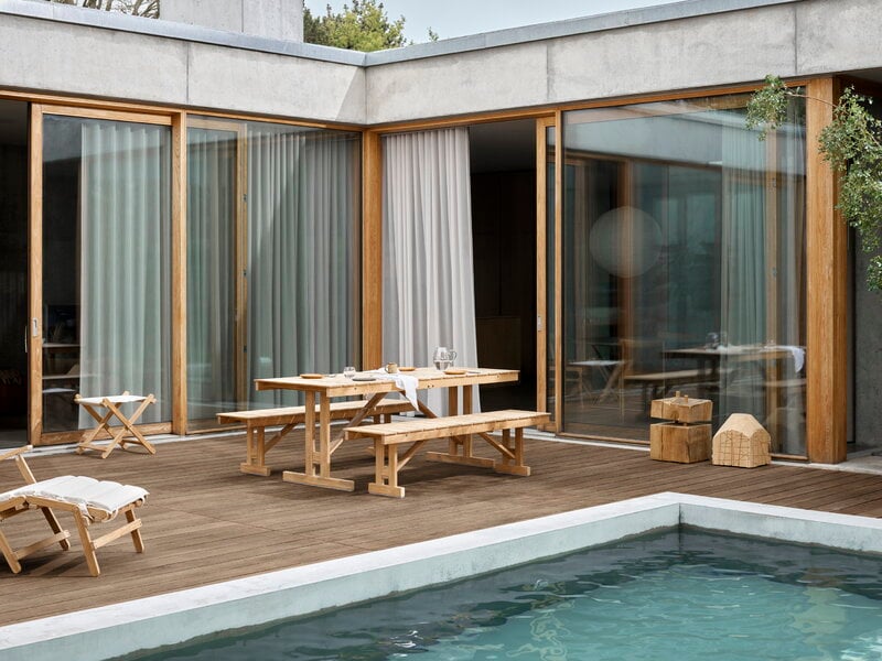 Carl Hansen & Søn BM5568 silla de terraza con cojín, teca - Heritage Papyrus 18006, imagen de decoración
