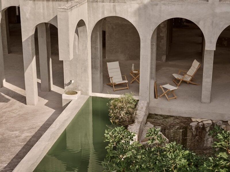 Carl Hansen & Søn BM5568 silla de terraza con cojín, teca - Heritage Papyrus 18006, imagen de decoración