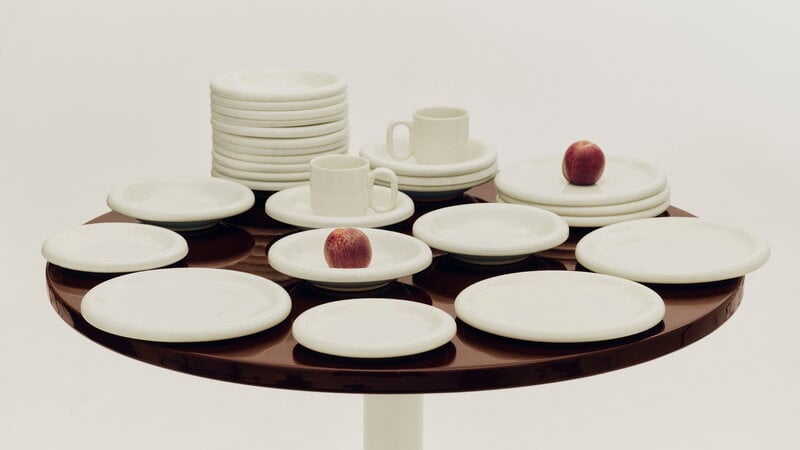 HAY Ceramic table, 90 cm, bordeaux, decoration image