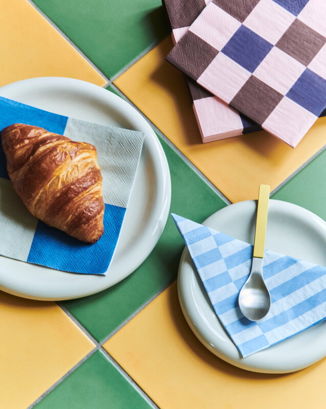 HAY Servilletas Pattern, cena, set de 20, gris - azul L check, imagen de decoración