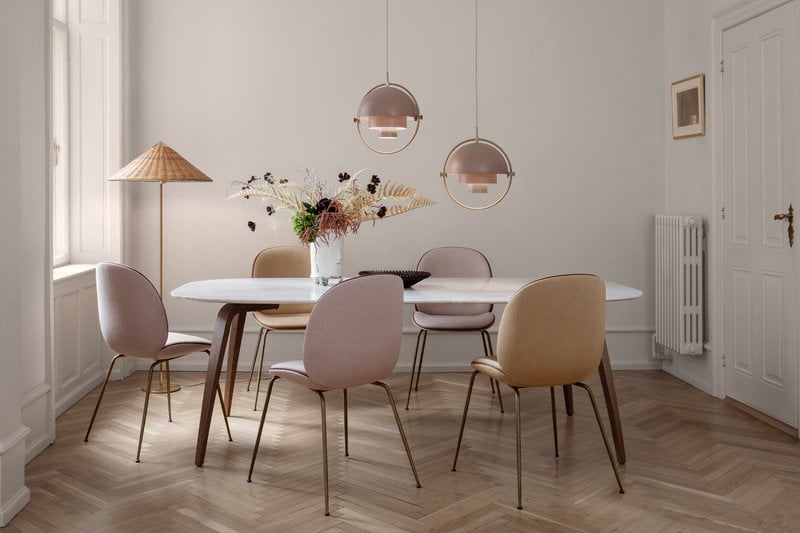 Gubi Tynell 9602 Floor Lamp Wicker, Dining Table Lamp Design