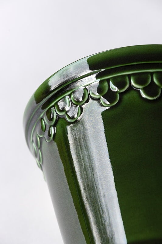 Bergs Potter Københavner pot de fleurs avec soucoupe, émeraude émaillée, image décorative