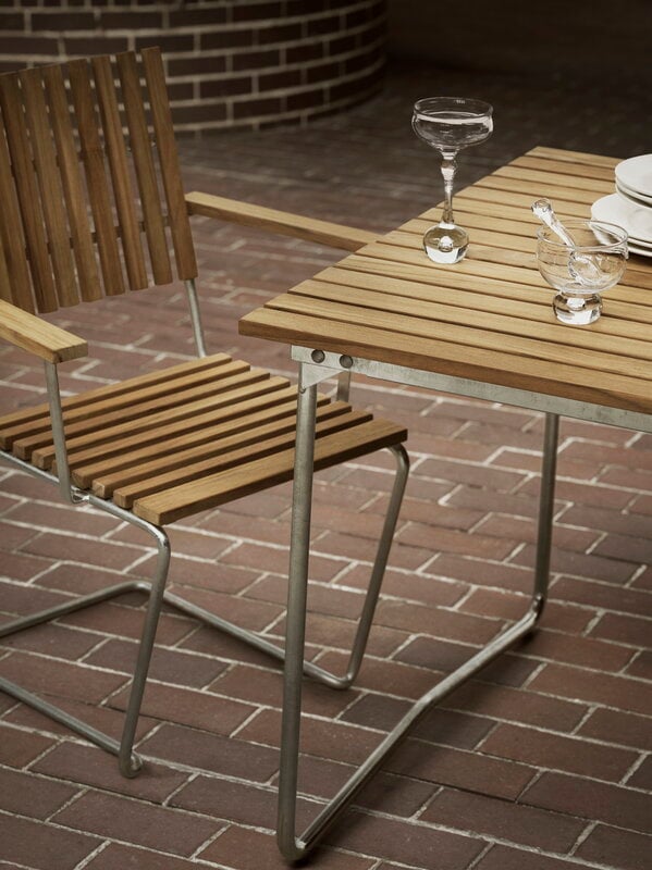 Grythyttan Stålmöbler Table Bovik, 92 x 150 cm, acier galvanisé à chaud - teck, image décorative
