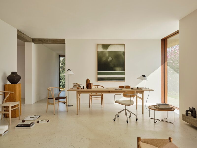 Carl Hansen & Søn CH24P Wishbone chair, rovere insaponato - pelle Loke marrone scuro, vista 2