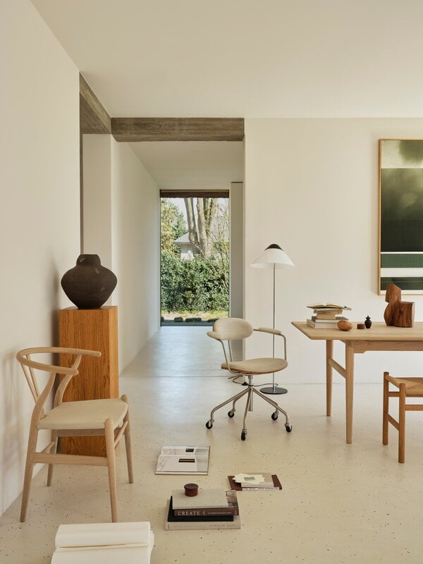 Carl Hansen & Søn CH24P Wishbone sedia, rovere insaponato - pelle Terra color sabbia, vista 9
