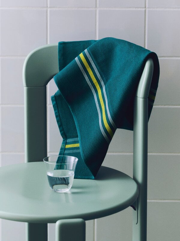 HAY Canteen strofinaccio cucina, 52 x 80 cm, a righe blocchi verde - giallo, vista 4