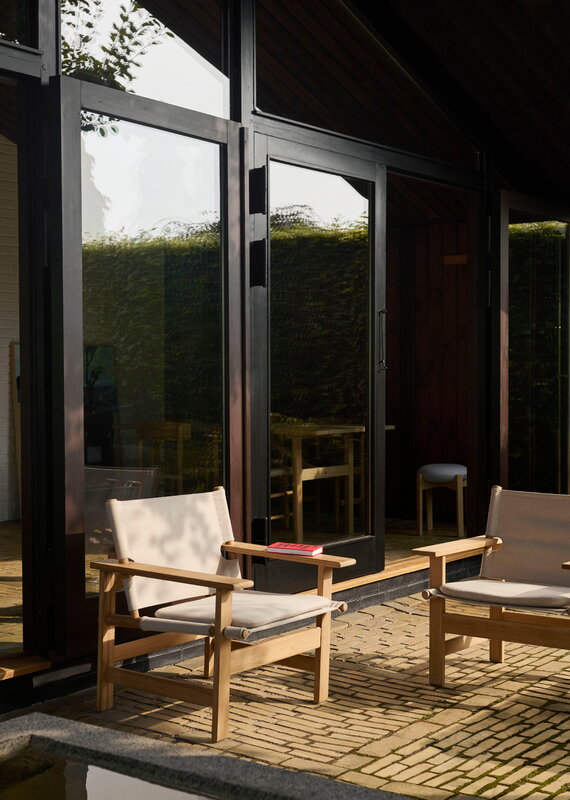 Fredericia Chaise Canvas, extérieur, teck, image décorative