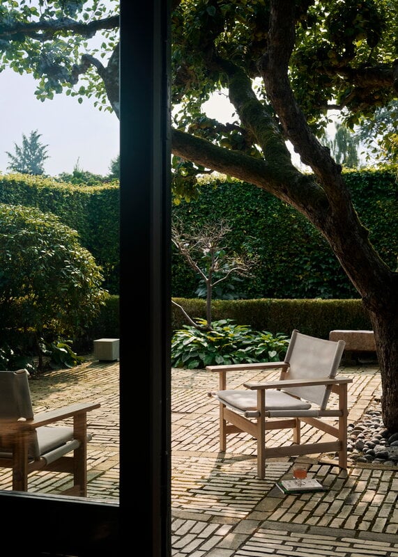 Fredericia Chaise Canvas, extérieur, teck, image décorative