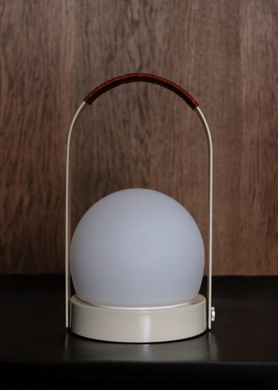Audo Copenhagen Carrie portable table lamp, Anniv. Ed., IP44, steel, ivory - leather, decoration image