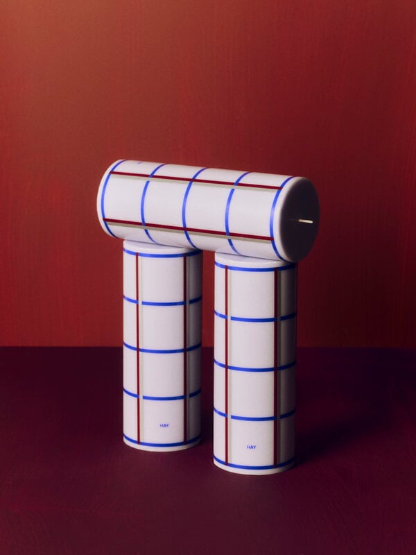 HAY Column candle, M, light blue - blue - bordeaux - silver, view 2
