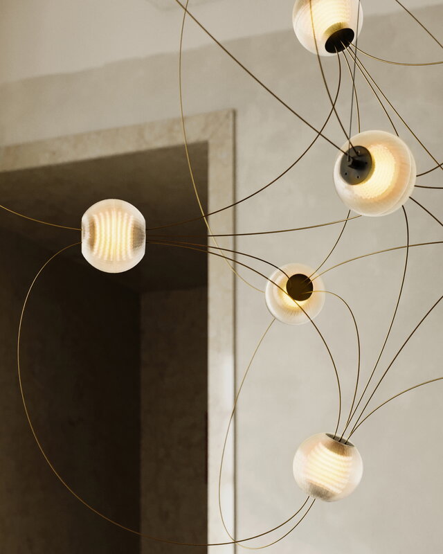 DCWéditions Munari 10 pendant lamp, gold, decoration image
