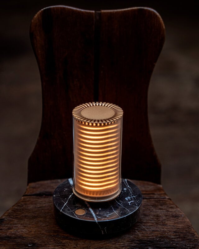 DCWéditions Frechin A portable table lamp, gold - black marble, decoration image