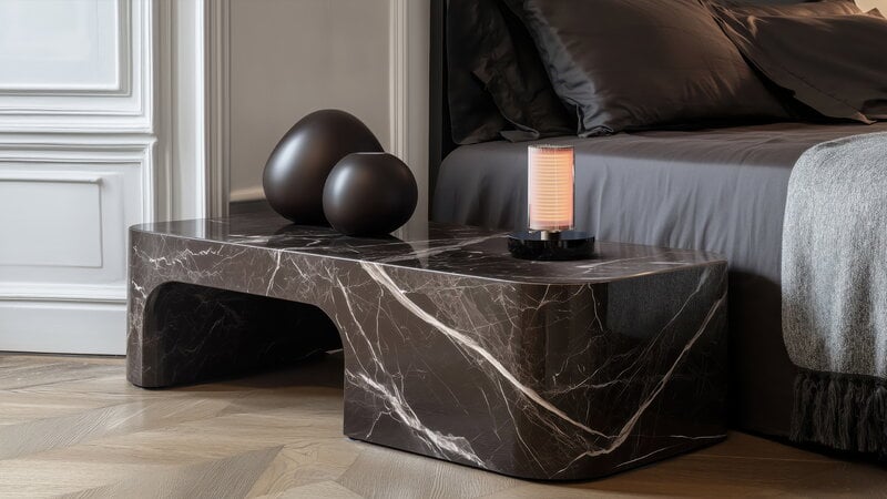 DCWéditions Frechin A portable table lamp, gold - black marble, decoration image