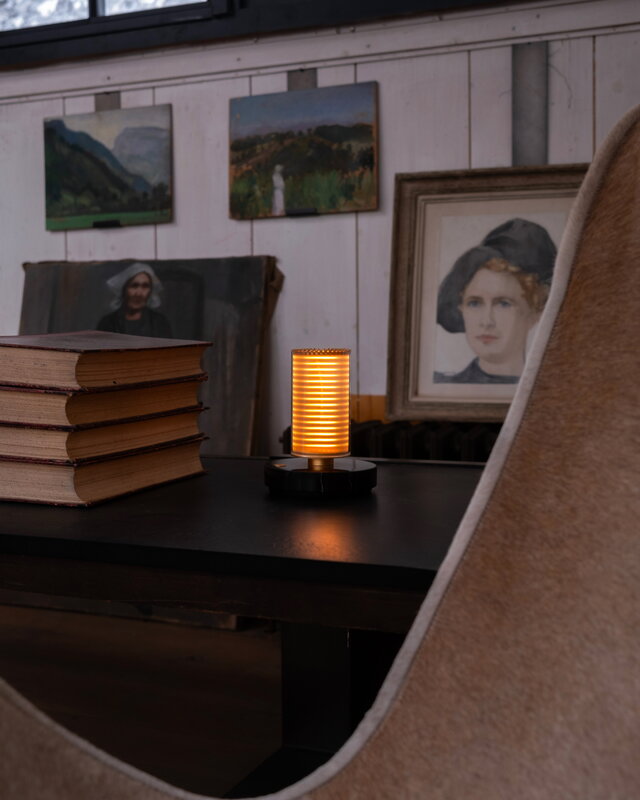 DCWéditions Frechin A portable table lamp, gold - black marble, decoration image