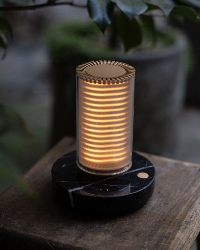 DCWéditions Frechin A portable table lamp, gold - black marble, decoration image