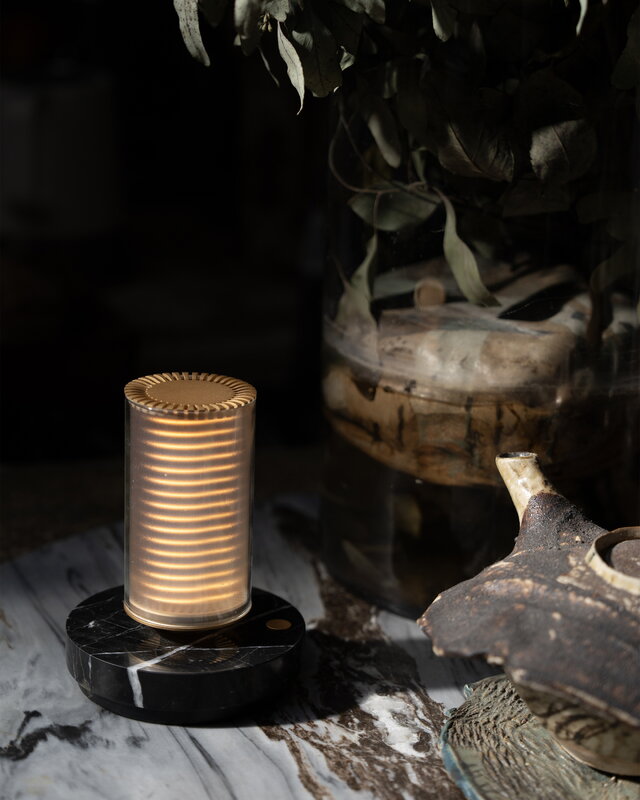 DCWéditions Frechin A portable table lamp, gold - black marble, decoration image