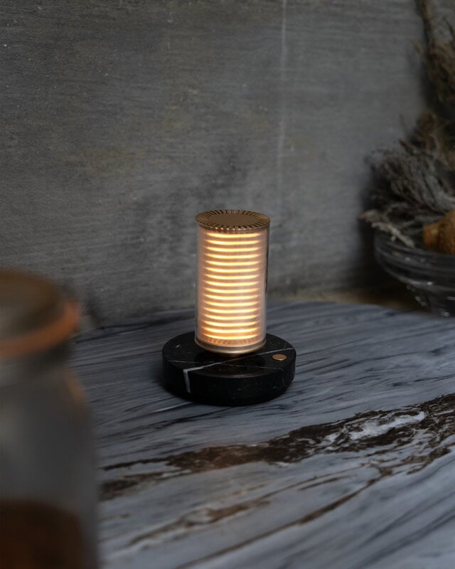 DCWéditions Frechin A portable table lamp, gold - black marble, decoration image