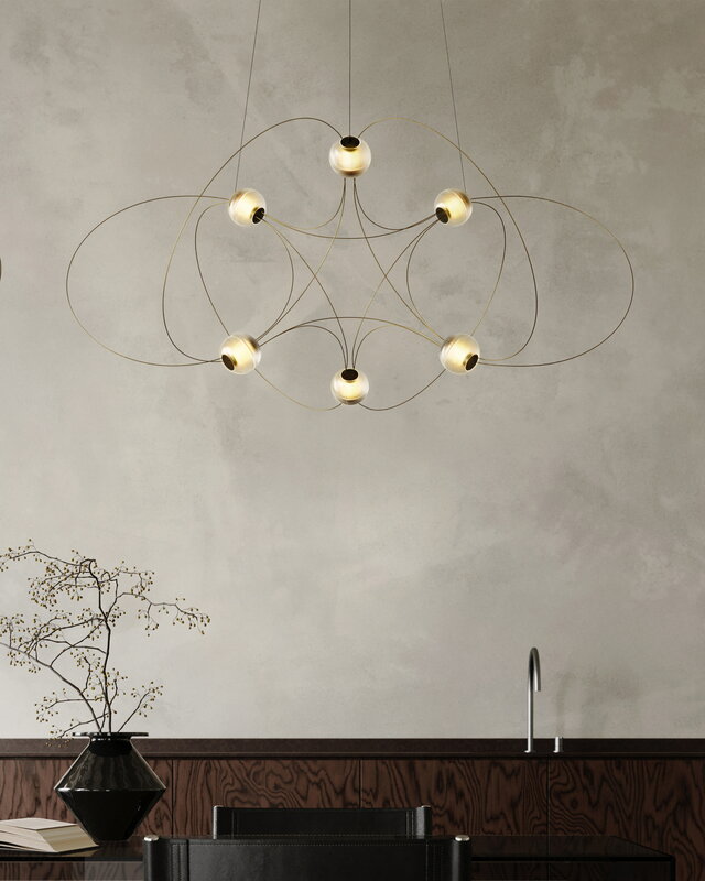 DCWéditions Munari 6 lampada a sospensione, oro, immagine decorativa