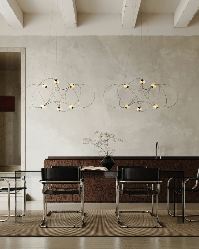 DCWéditions Munari 6 lampada a sospensione, oro, immagine decorativa