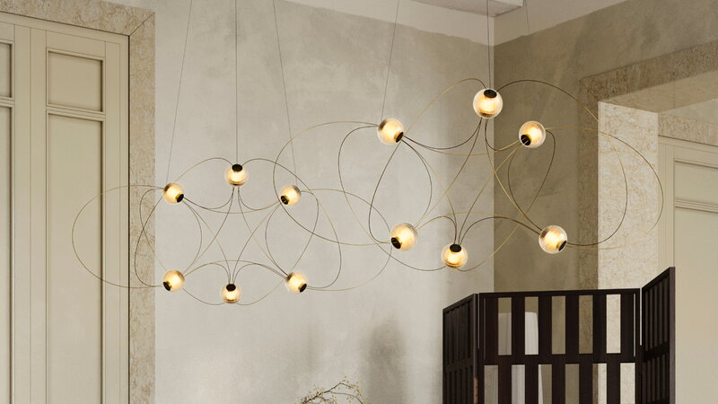 DCWéditions Munari 6 lampada a sospensione, oro, immagine decorativa
