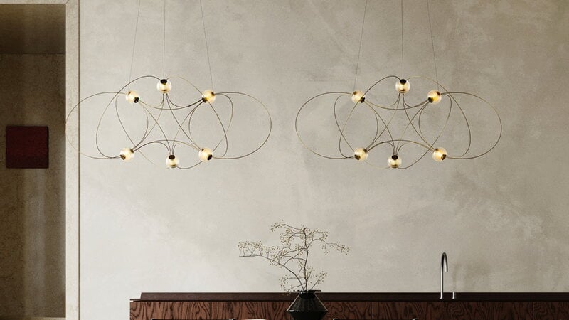 DCWéditions Munari 6 lampada a sospensione, oro, immagine decorativa