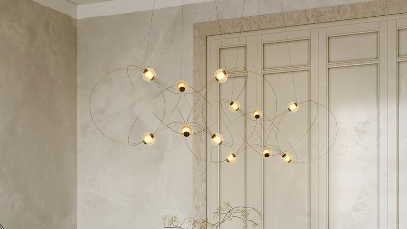 DCWéditions Munari 6 lampada a sospensione, oro, immagine decorativa