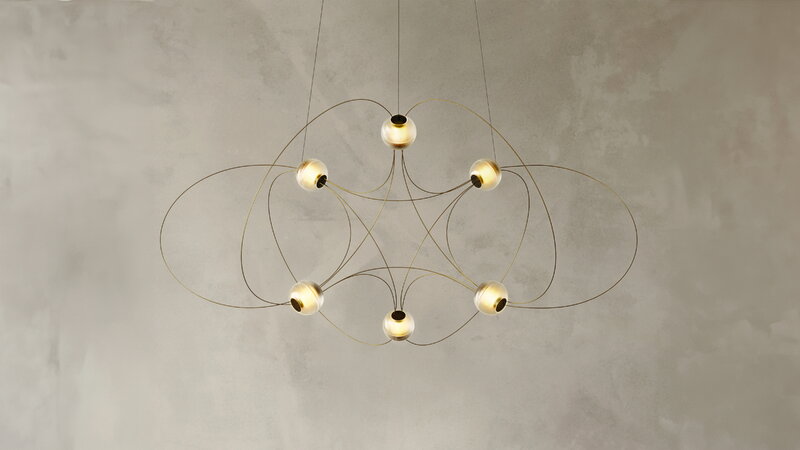 DCWéditions Munari 6 lampada a sospensione, oro, immagine decorativa