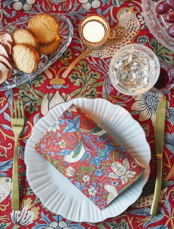 Havi William Morris paper napkin, Strawberry Thief, 20 pcs, red, decoration image