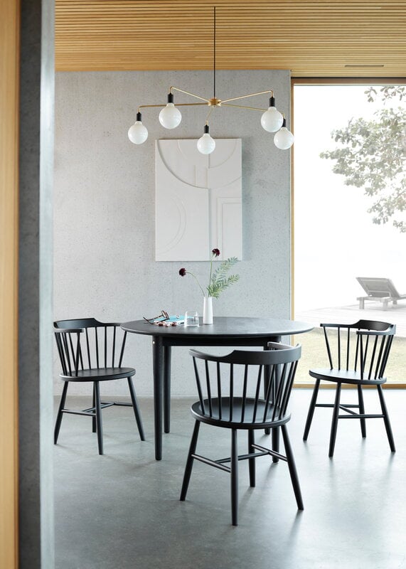 FDB Møbler C62 Bjørk dining table, 115 cm, black oak, decoration image