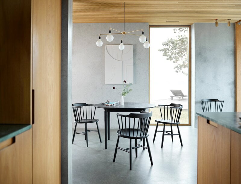 FDB Møbler C62 Bjørk dining table, 115 cm, black oak, decoration image