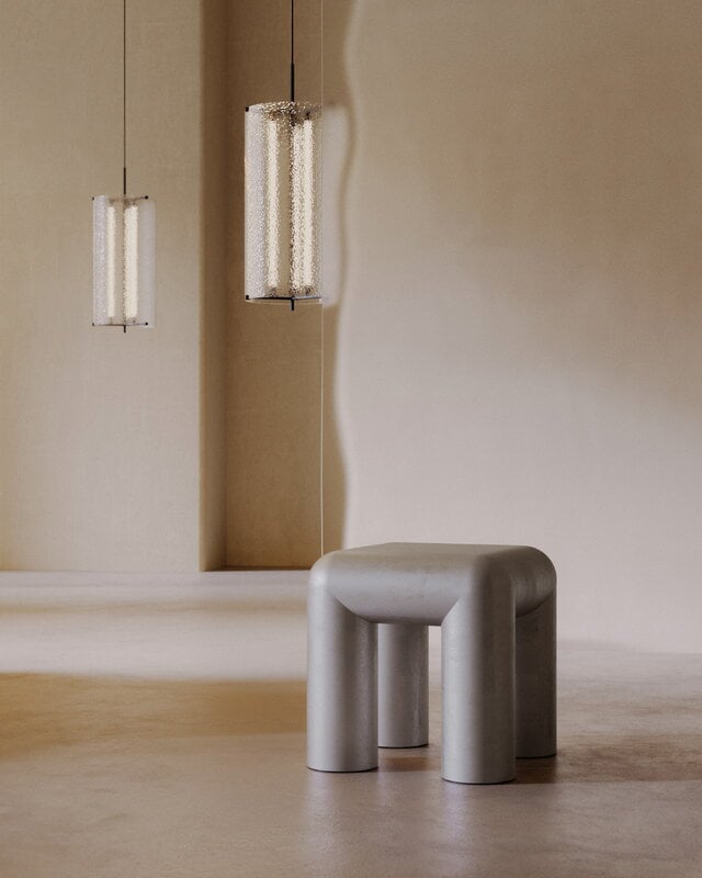 FORMARKIVET Cubio stool, 45 cm, raw aluminium, decoration image