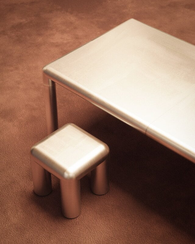 FORMARKIVET Cubio stool, 45 cm, raw aluminium, decoration image